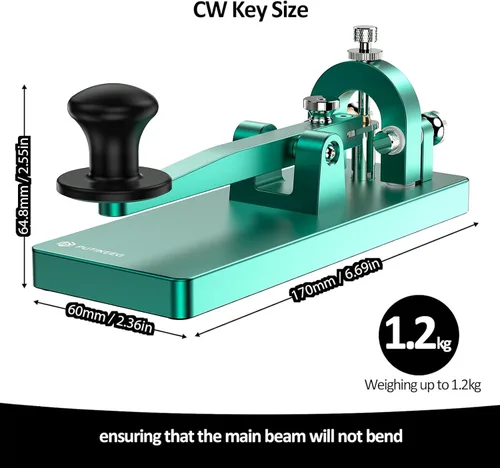 Vista 2 de Putikeeg CW Telegraph Key - Llave clásica de código morse de acero inoxidable resistente, radioaficionado de onda corta, oscilador de práctica