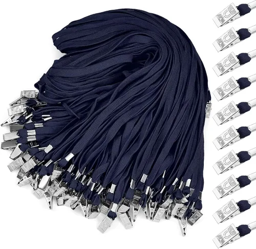 Vista 15 de Marspark 10 piezas de cordón a granel para tarjetas de identificación, cordón de cuello plano con gancho giratorio y clip, accesorio duradero