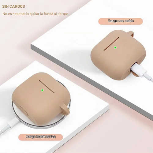 Vista 5 de KOUJAON Funda compatible con AirPods 4, funda protectora de silicona suave con llavero de pulsera, compatible con auriculares inalámbricos Apple Té