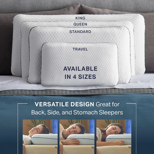 Vista 4 de Almohada de espuma viscoelástica de gel ventilada Weekender. Funda lavable. Tamaño estándar