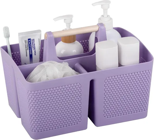 Vista 12 de rejomiik - Cesta portátil para ducha de plástico, organizador de limpieza con asa, organizador de almacenamiento portátil con asa para baño, Negro