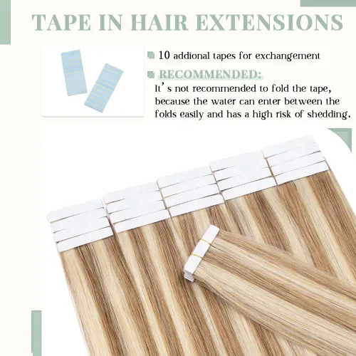 Vista 5 de Extensiones de cabello humano con cinta adhesiva invisible, sin costuras, doble cara, extensiones de cabello humano recto natural de Remy