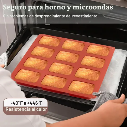 Vista 4 de JOERSH Mini molde de silicona para pan (2 unidades) 12 cavidades, moldes antiadherentes de silicona para hornear para pan, pasteles, pan de maíz