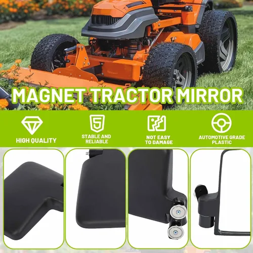 Vista 4 de KUAFU Espejos magnéticos universales para tractor, compatibles con Kubota John Deere, cortacésped de giro cero, espejos laterales traseros negros, 2