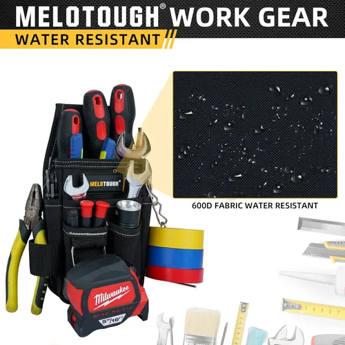 Vista 6 de MELOTOUGH Min - Bolsa de herramientas de construcción, pequeña funda para herramientas eléctricas/bolsa de bolsillo de utilidad + bolsa de bolsillo