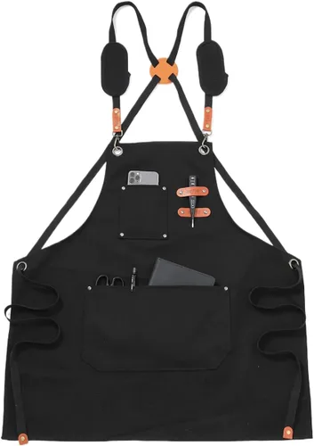 Vista 5 de Chef Apron-Cross Back Apron for Men Women with Adjustable Straps and Large Pockets,Canvas