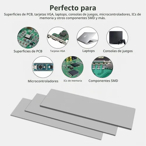 Vista 4 de UCEC 30 almohadillas térmicas GPU, 2.6 x 0.8 pulgadas, almohadilla térmica de silicona reutilizable para CPU, almohadilla de enfriamiento