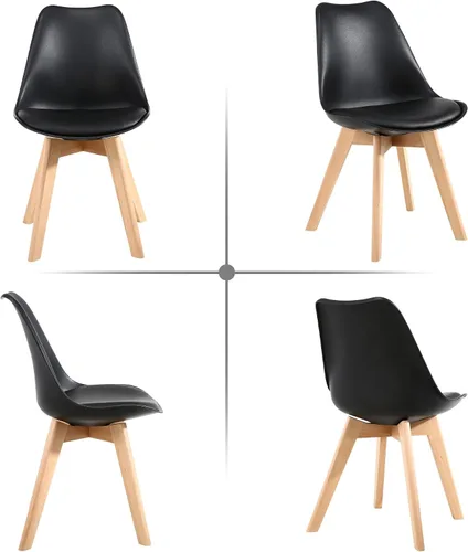 Vista 7 de LSSBOUGHT Sillas de comedor modernas de mediados de siglo con patas de Negro