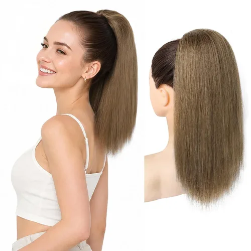 Vista 33 de SEIKEA Extensiones de cola de caballo con cordón, larga y recta, cola de caballo falsa, natural, suave, extensiones de cabello sintético resistente