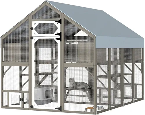 Vista 16 de Gowoodhut Catio - Recintos para gatos al aire libre, casa grande de madera