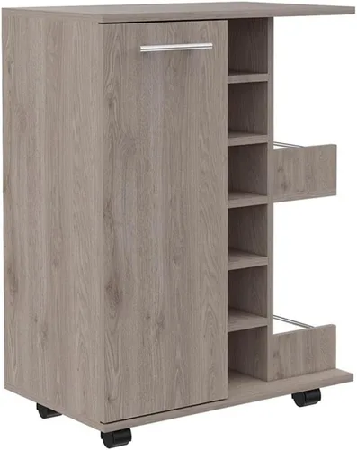 Vista 11 de TUHOME Carrito de barra de madera de ingeniería en negro