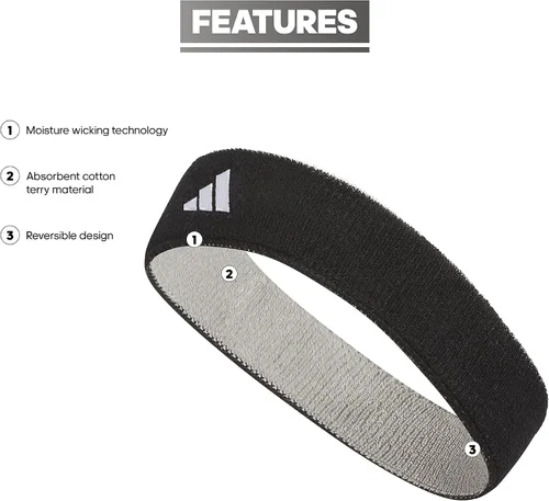 Vista 2 de adidas Unisex-Adult Interval Reversible Terricloth Elastic Headband
