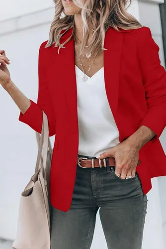 Vista 2 de Cicy Bell Blazers casuales femeninos con abertura frontal y manga larga chaquetas y blazers para trabajo de oficina