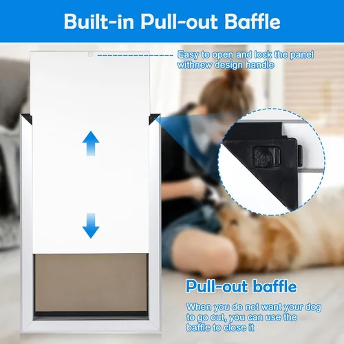 Vista 4 de Puertas extra grandes para perros con marco de aluminio fuerte, cierre automático y solapa duradera para eficiencia energética, panel de cierre