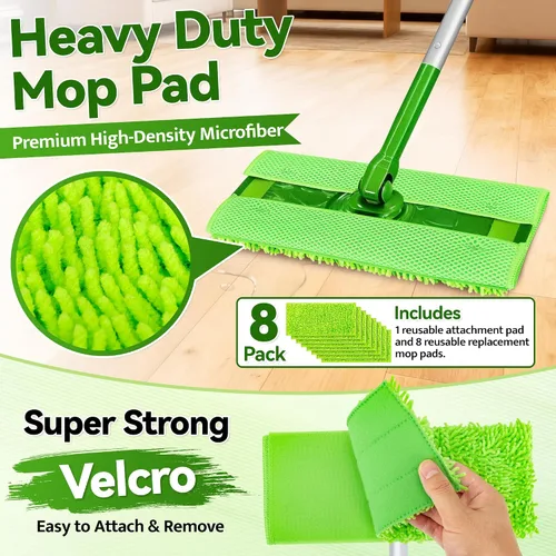 Vista 8 de FIXSMITH Almohadillas reutilizables para mopa compatibles con Swiffer Sweeper y todas las trapeadoras planas de 10 a 12 pulgadas, paquete de 8