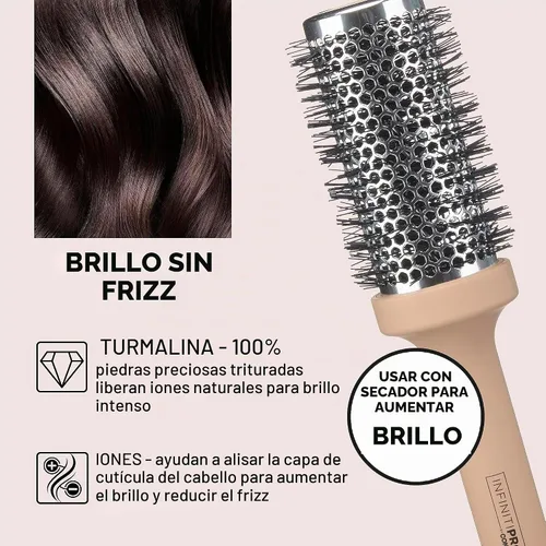 Vista 4 de InfinitiPro by Conair - Cepillo para el cabello - Cepillo redondo - Cepillo redondo para soplar - Diseñado para retener el calor y el flujo de aire