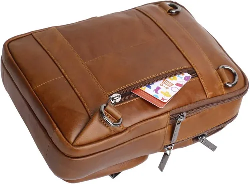 Vista 6 de Hebetag Bolso bandolera de cuero pequeño para hombres y mujeres, para viajes al aire libre, negocios