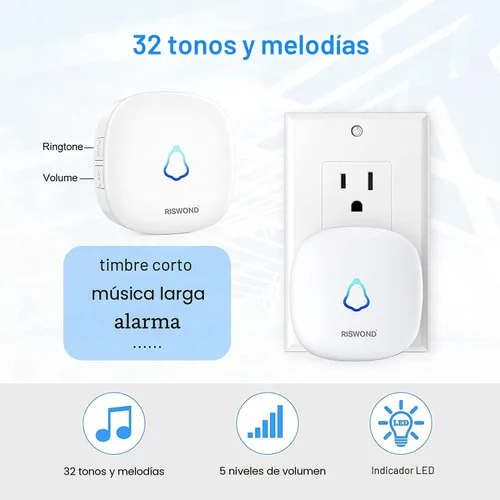 Vista 2 de Timbre de puerta con sensor de movimiento inalámbrico: timbre de entrada de negocios, detector de movimiento para interiores zumbador
