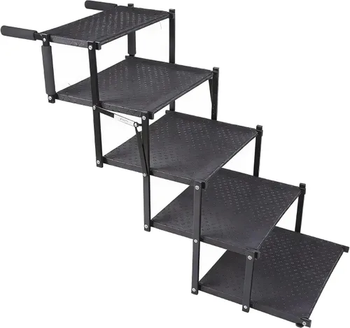 Vista 8 de Dog Stairs - Rampa plegable para perros de 5 escalones con superficie antideslizante, escalones portátiles para perros, SUV y camiones, soporta