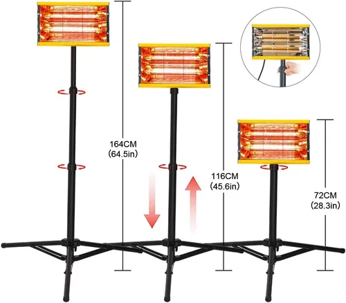 Vista 2 de DATOUBOSS Lámpara infrarroja para hornear pintura 2000w secador de secado de onda corta lámpara con soporte