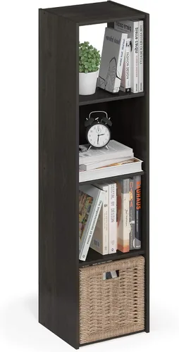 Vista 16 de Furinno PELLI - Estantería de 2 cubos con cubos abiertos y cerrados, armario organizador de almacenamiento de 2 x 1, 12.2 x 11.6 x 24.2, para sala