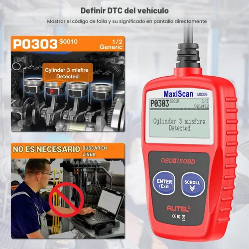 Vista 5 de Autel MaxiScan MS309 Can OBD-II Escáner de código de diagnóstico
