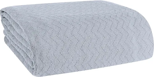 Vista 8 de BELIZZI Home - Manta de cama 100 % algodón, transpirable, térmica tamaño individual, suave manta térmica de cheurón de 60 x 90 pulgadas, manta