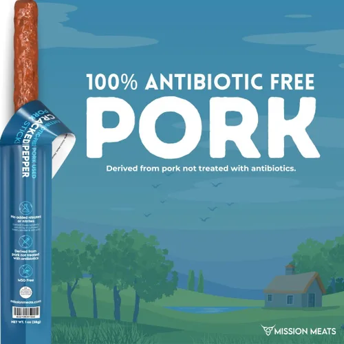Vista 7 de Mission Meats - Palitos de cerdo de pimienta agrietada sin antibióticos sin azúcar, bocadillos keto enteros 30 sin nitratos sin nitritos, bocadillos