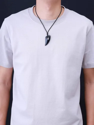 Vista 2 de COAI Collar con colgante de piedra de amuleto para hombre y mujer Piedra Obsidiana