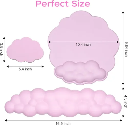 Vista 7 de JIKIOU Cloud - Alfombrilla de mouse con soporte de muñeca, reposamuñecas de cuero para teclado, cómodo reposamuñecas de espuma viscoelástica