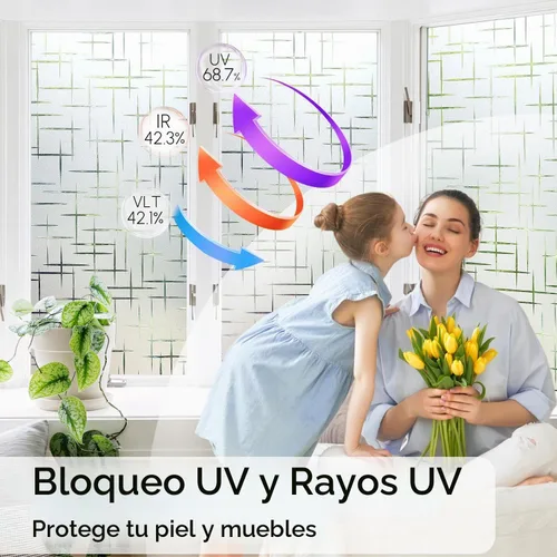 Vista 3 de HIDBEA Película de Privacidad para Ventana, Película Decorativa de Adhesión Estática, Película Esmerilada No Adhesiva con Control de Calor y Bloqueo