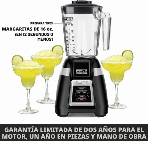 Vista 5 de Licuadora Waring Comercial BB320 de 1 HP, controles de interruptor de palanca con función de pulso, recipiente apilable de 48 onzas sin BPA