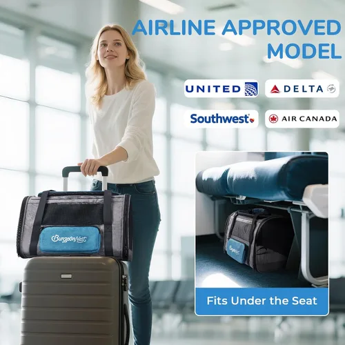 Vista 4 de BurgeonNest Transportador de Gatos, Transportador de Perros Aprobado por Aerolíneas, Transportador de Mascotas de Lado Suave para Gatos Pequeños