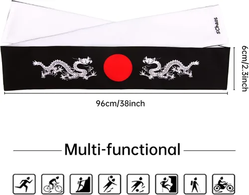 Vista 9 de Diadema reversible de guerrero, Bushido Hachimaki para karate, Halloween, sushi