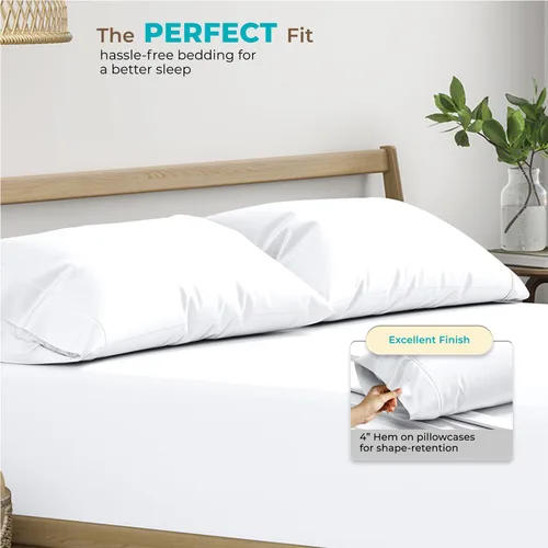 Vista 4 de THREAD SPREAD Fundas de almohada 100 % de algodón egipcio, fundas de almohada de 800 hilos, tamaño Queen / estándar, paquete de 2 unidades, suaves