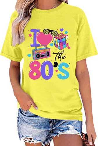 Vista 3 de 80's Shirts for Women 80s Neon Music Graphic T-Shirt Hip Hop 80S Party Outfits Girls I Love The 80's T-Shirt