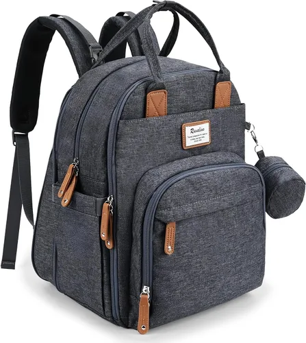Vista 25 de RUVALINO Mochila para Pañales - Bolsa de Bebé Expandible con hasta 50% Más de Capacidad - Bolsa de Artículos Esenciales para Bebé con Cambiador