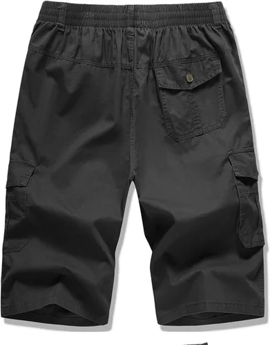Vista 3 de Muscularfit Mens Shorts 7 Inch Inseam Cargo Shorts Multi Pockets Casual Summer Big and Tall Elastic Waist Linen Shorts