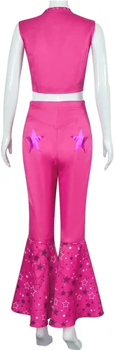 Vista 3 de Folankee Disfraz de vaquera rosa de Halloween para niñas 2023 muñecas de película traje de vaqueras