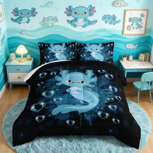 Vista 56 de HOSIMA Juego de edredón de decoración gótica, patrón de calaveras de polilla de la muerte, juego de cama de Halloween tamaño Queen para decoración