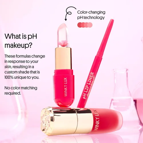 Vista 6 de Bálsamo Floral Winky Lux, Bálsamo Labial pH, Lápiz Labial Cambiante de Color y Tintado, Bálsamo Labial Vegano y Libre de Crueldad, Hidratante y Rosa