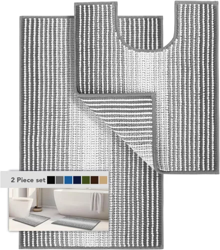 Vista 43 de BSICPRO Tapetes de baño de felpilla, 20 x 32 pulgadas, antideslizantes, absorbentes, suaves, peludos, para baño, lavables a máquina (salvia)