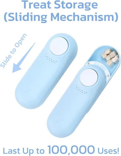 Vista 3 de Clink Design Clicker de entrenamiento para perros y clicker para perros con almacenamiento de golosinas, color azul