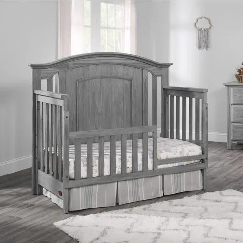 Vista 2 de Oxford Baby Willowbrook/Kenilworth Kit de conversión de riel de protección de cuna a cama infantil, gris grafito, certificado GreenGuard Gold Gris