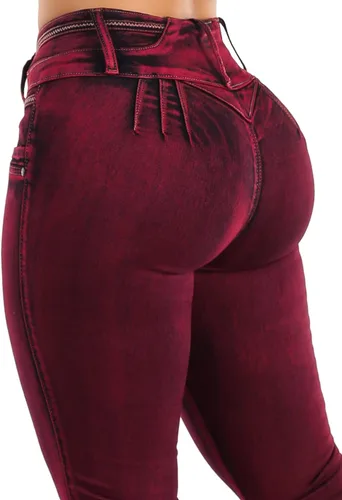 Vista 6 de Moda Xpress - Jeans levantadores de glúteos para mujer, ajustados, de cintura alta, elásticos