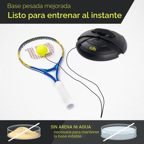 Vista 3 de Juego de pelotas de rebote de tenis Base de potencia resistente, no requiere relleno Tres pelotas de tenis, cuerda elástica larga y bolsa