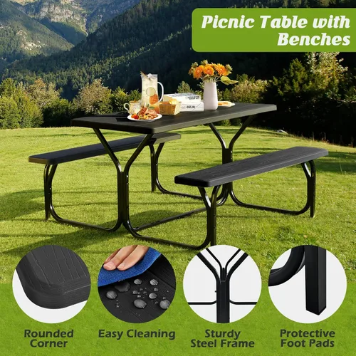 Vista 4 de Mesa de picnic al aire libre, negro