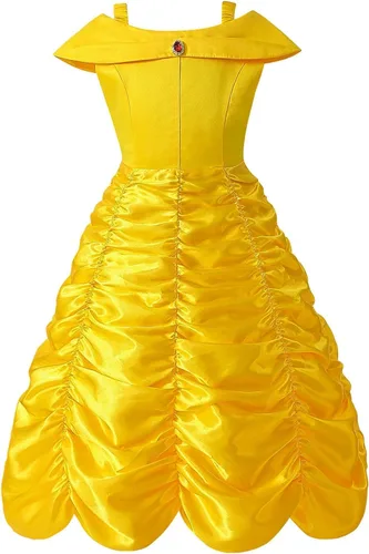 Vista 2 de knemmy Princess Dress Up Clothes Halloween Beauty and Beast Costume for Girl Cosplay Birthday Outfit Yellow