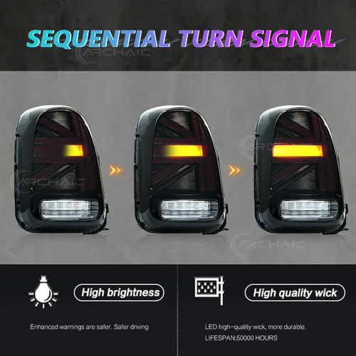 Vista 4 de Luces traseras compatibles con MINI Countryman Coopers Hatchback F60 2017-2020 Animación de inicio/señal de giro secuencial/Plug & Play/Par