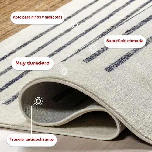 Vista 6 de nuLOOM - Alfombra con Borlas Performance Keeva Beige/Marfil, 5' x 7'10", Abstracta, Suave y Acogedora, Alta Resistencia al Tráfico, Resistente a